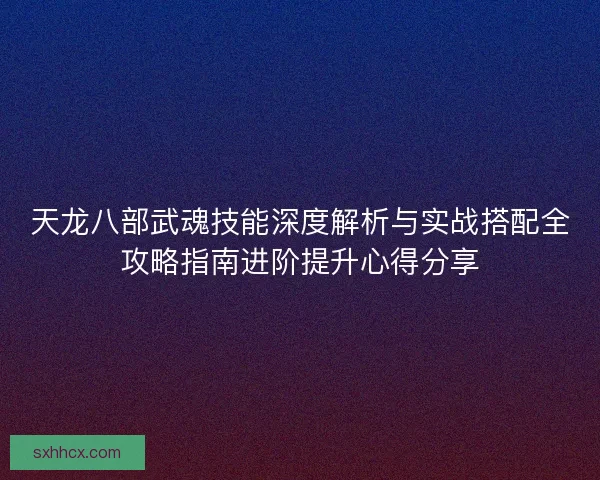 天龙八部武魂技能深度解析与实战搭配全攻略指南进阶提升心得分享