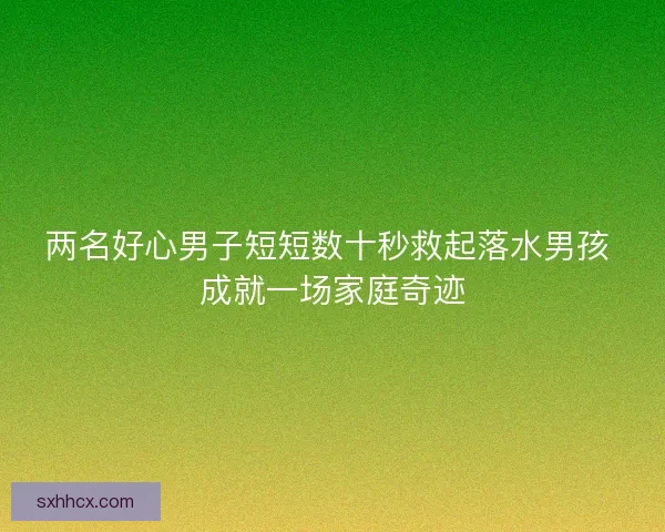 两名好心男子短短数十秒救起落水男孩 成就一场家庭奇迹