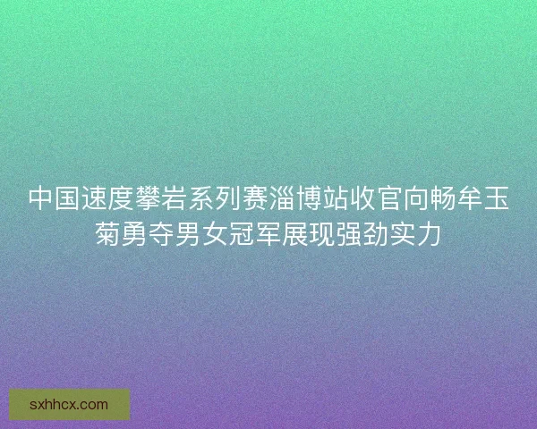 中国速度攀岩系列赛淄博站收官向畅牟玉菊勇夺男女冠军展现强劲实力